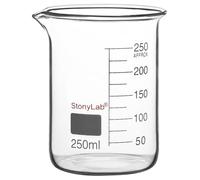 stonylab Bécher en Verre, 1 Pièce, Verre Borosilicaté Gradué, Forme Basse Griffin avec Bec Verseur, 250 ml