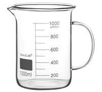 stonylab Bécher en Verre avec Poignée, Verre Borosilicate Gradué Forme Basse Griffin Bécher avec Poignée et Bec Verseur, 1000 ml