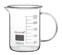 stonylab Bécher en Verre avec Poignée, Verre Borosilicate Gradué Forme Basse Griffin Bécher avec Poignée et Bec Verseur, 250 ml