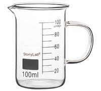 stonylab Bécher en Verre avec Poignée, Verre Borosilicate Gradué Forme Basse Griffin Bécher avec Poignée et Bec Verseur, 100 ml