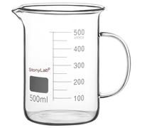stonylab Bécher en Verre avec Poignée, Verre Borosilicate Gradué Forme Basse Griffin Bécher avec Poignée et Bec Verseur, 500 ml