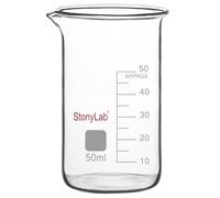 stonylab Bécher en Verre, Lot de 1, Verre Borosilicaté Gradué, Bécher de Laboratoire à Bec Verseur, 50 ml