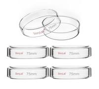 stonylab Boîte de Pétri en Verre avec Couvercle, Paquet de 5 Boîtes de Culture Cellulaire en Verre Borosilicaté Boîte de Pétri Autoclavable Transparente pour Laboratoire, 75x15 mm