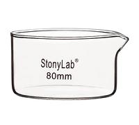 stonylab Boîte Petri à Bec Verseur et Rebord Robuste, Plat de Cristallisation en Verre Borosilicaté Réutilisables, Crystallizing Dish pour Cristallisation et Évaporation - 100 ml Capacité OD 80 mm