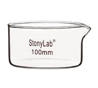stonylab Boîte Petri à Bec Verseur et Rebord Robuste, Plat de Cristallisation en Verre Borosilicaté Réutilisables, Crystallizing Dish pour Cristallisation et Évaporation - 300 ml Capacité OD 100 mm