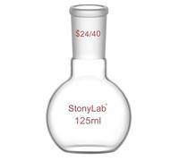 StonyLab Borosilicaté Verre Simple cou Fond plat Ébullition Flasque, Ballons de Laboratoire Single Neck Flat Bottom Boiling Flask avec 24/40 Standard Cône Joint Extérieur - 125ml
