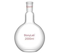 StonyLab Borosilicaté Verre Simple cou Fond plat Ébullition Flasque, Ballons de Laboratoire Single Neck Flat Bottom Boiling Flask avec 24/40 Standard Cône Joint Extérieur - 2000ml