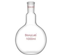 StonyLab Borosilicaté Verre Simple cou Fond plat Ébullition Flasque, Ballons de Laboratoire Single Neck Flat Bottom Boiling Flask avec 24/40 Standard Cône Joint Extérieur - 1000ml