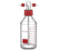 stonylab Bouteille de Lavage de Gaz en Verre Borosilicaté avec Bouchon à Vis GL45, Bouchon PP et Joint Silicone, Raccord Tuyau 8 mm pour Stockage et Distribution en Laboratoire, 1000 ml