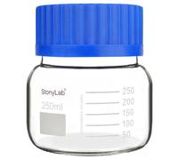 stonylab Bouteille de mesure pour stockage, flacon de réactif en verre premium avec fond rond et bouchon vissable GL80, bouteille de stockage de médias à col large hautement transparente avec