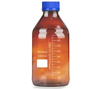 stonylab Bouteille de Stockage avec Bouchon à Vis GL45, Bouteille Ronde Graduée en Verre de 1000 ml pour le Stockage de Réactifs en Laboratoire, avec Bouchon à vis Bleu, 1 Ppaquet