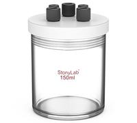 stonylab Cellule Électrolytique Monocompartiment, Verre Borosilicate, Kit Réacteur Électrolyseur avec Couvercle PTFE à 5 Trous, sans Électrode, 150 ml