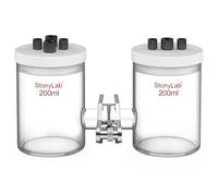 stonylab Cellules Électrolytiques de Type H, Verre Borosilicate, Double Cellule Électrolytique, Membrane Échangeuse d'ions Remplaçable, Électrolyseur, Scellées avec Couvercles PTFE, 200 ml