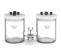 stonylab Cellules Électrolytiques de Type H, Verre Borosilicate, Double Cellule Électrolytique, Membrane Échangeuse d'ions Remplaçable, Électrolyseur, Scellées avec Couvercles PTFE, 300 ml