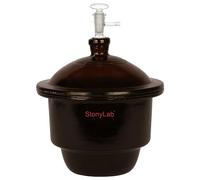 stonylab Dessiccateur Sous Vide en Verre Ambré, Dessiccateur de Lab Séchoir à Séchage Brun avec Soupape à Vide PTFE et Plaque de Porcelaine ID:180 mm pour la Recherche en Laboratoire