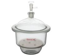 stonylab Dessiccateur Sous Vide en Verre, Laboratoire avec Vanne de Vide en Verre et Plaque de Porcelaine de ID:180 mm pour la Recherche en Laboratoire