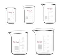 stonylab Ensemble de Béchers Gradués en Verre, Béchers de Laboratoire en Verre Borosilicate en 5 Tailles, 5 ml/10 ml/25 ml/50 ml/100 ml, Pack Combo