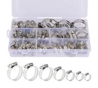 stonylab Ensemble de Collier de Serrage, 60 Pièces Ajustable 304 en Acier Inoxydable 6-38 mm Engrenage à vis Sans Fin Type Collier de Serrage Ensemble D'assortiment avec Boîte de Rangement