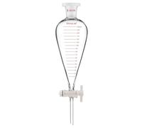 stonylab Entonnoir de Séparation Gradué, Forme de Poire Conique à Paroi Épaisse en Verre Borosilicaté, Robinet en PTFE et Bouchon Supérieur en Plastique, 250 ml