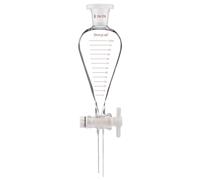 stonylab Entonnoir de Séparation Gradué, Forme de Poire Conique à Paroi Épaisse en Verre Borosilicaté, Robinet en PTFE et Bouchon Supérieur en Plastique, 125 ml