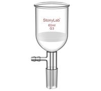 stonylab Entonnoir Filtrant Büchner en Verre Borosilicaté avec Fritté Fin (G3), Diamètre Interne 46 mm, Profondeur 60 mm, Rodage Standard 24/40 et Tubulure Cannelée pour Vide (60 ml)