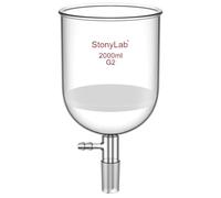 StonyLab Entonnoir Filtrant en Verre de 2000 ml avec Frittage Moyen (G2), Diamètre Intérieur de 155 mm, Profondeur de 145 mm, avec Joint Intérieur Conique Standard 24/40 et Tube Dentelé Sous Vide