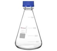 stonylab Fiole Erlenmeyer avec Bouchon à Vis Bleu, Graduée, en Verre Borosilicaté pour Laboratoire, 1000 ml