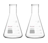 stonylab Fioles Erlenmeyer, Lot de 2 Fioles Erlenmeyer en Verre Borosilicaté à Col Étroit de 500 ml à Paroi Épaisse, Matériel de Laboratoire