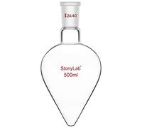 stonylab Flacon de Récupération, Flacon Évaporateur Rotatif en Verre Borosilicate à Paroi Épaisse col Unique avec Joint Extérieur Conique Standard 24/40, Flacon Laboratoire en Forme de Poire, 500 ml