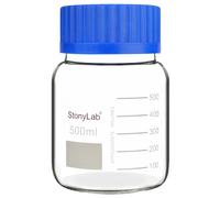 Stonylab Flacon doseur de stockage en verre GL80 Bouteille de stockage média à col large transparent 500 ml avec fond rond et bouchon à vis