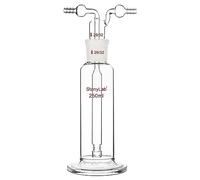 stonylab Flacon Drechsel pour Lavage de Gaz, Borosilicate Flacon en Verre avec Standard 29/32 Joint et Tuyau Dentelé de 8 mm, Capacité de 250 ml