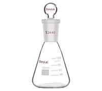 stonylab Flacon Erlenmeyer en Verre avec Bouchon, Flacon à Paroi épaisse en Verre Borosilicate de 100 ml avec Joint Extérieur Conique Standard 24/40 et Bouchon en Verre