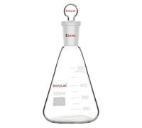 stonylab Flacon Erlenmeyer en Verre avec Bouchon, Flacon à Paroi épaisse en Verre Borosilicate de 500 ml avec Joint Extérieur Conique Standard 24/40 et Bouchon en Verre