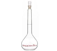 stonylab Flacon Volumétrique en Verre Classe A avec Verre Bouchon, Verre Borosilicaté Mur Lourd Tolérance de La Fiole Jaugée ±0.15ml, 250ml