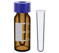 stonylab Flacons Autosampler avec Inserts en PP, Lot de 100, 1.5 ml, Flacons Échantillons Chromatographie Ambrés pour Gaz ou Chromatographie Liquide en Laboratoire, Capacité Insert 150 µL