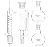 stonylab Kit d’Extraction Soxhlet, Extracteur Soxhlet en Verre Borosilicaté 50/42 avec Condenseur Graham et Deux Flacons à Fond Plat 24/40 de 500 ml pour l’Extraction en Laboratoire