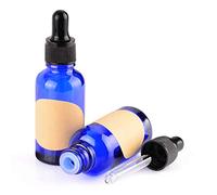 StonyLab Lot de 2 flacons compte-gouttes en verre bleu, bouchon intérieur et étiquette pour huiles essentielles, aromathérapie et parfums de 30 ml