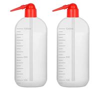 stonylab Lot de 2 Flacons Laveurs en Plastique 1000ml Bouteilles de Sécurité Cylindriques Scellées à Col Étroit pour Stockage de Liquides et Réactifs de Laboratoire