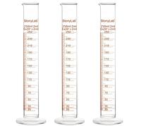 stonylab Lot de 3 Éprouvettes Graduées en Verre Borosilicate, Cylindre de Mesure de Laboratoire, Bec Verseur, 250 ml, Résistance Thermique 200°C
