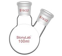 StonyLab RBF Flasque en Verre à 2 Cols avec Joint extérieur 19/22, 100 ML, 1