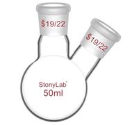 StonyLab RBF Flasque en verre à 2 cols avec joint extérieur 19/22, 50 ml., 1