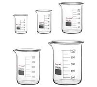 stonylab Set de Béchers de Laboratoire en Verre Borosilicaté, Béchers Griffin Graduées Forme Basse en 5 Tailles, 50 ml/100 ml/250 ml/500 ml/1000 ml (1 L), Pack Combiné
