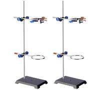 stonylab Support de Laboratoire Stands, Lab Stand Set Support en Acier avec Tige, 4-Prong Pince de Pivot, Anneau de Cornue et 2 Têtes de Bossage (2)