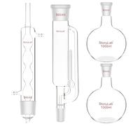 stonylab Verre Borosilicaté Appareil d’Extraction de Type Soxhlet, 60/45 Extracteur Soxhlet et Condenseur Allihn avec Deux Flacons à Fond Plat 29/42 de 1 L Essentiels de l’Extraction en Laboratoire