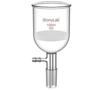 StonyLab Verre Borosilicate Buchner Entonnoir avec Fine Fritte (G3), Diamètre Intérieur de 56 mm, Profondeur de 60 mm, avec 24/40 Standard Joint et Tubulation Dentelée Sous Vide (100 ml)