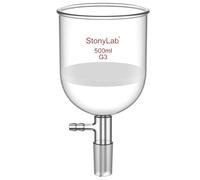 StonyLab Verre Borosilicate Buchner Entonnoir avec Fine Fritte (G3), Diamètre Intérieur de 94 mm, Profondeur de 100 mm, avec 24/40 Standard Joint et Tubulation Dentelée Sous Vide (500 ml)