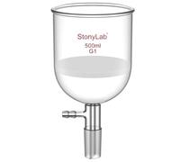 StonyLab Verre Borosilicate Buchner Entonnoir avec Grossier Fritte (G1), Diamètre Intérieur de 94 mm, Profondeur de 100 mm, avec 24/40 Standard Joint et Tubulation Dentelée Sous Vide (500 ml)