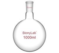 StonyLab Verre Simple cou Fond Rond Flasque RBF, Ballons de Laboratoire Single Neck Round Bottom Flask avec 24/40 Standard Cône Joint Extérieur - 1000ml