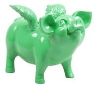 Stoobz - Tirelire cochon avec ailes en résine 14 x 25 x 15 cm vert citron