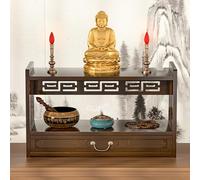 Stoolzfaid Table D'Autel Bouddhiste,Table D'Autel De MéDitation,Armoire D'Autel,Table D'Autel De Sanctuaire Personnel,Table D'Autel avec Rangement,Table Bouddhiste De DéTente,pour PrièRes Culte